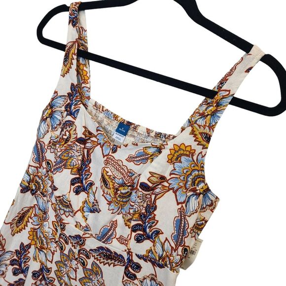 NWT Old Navy Fit & Flare Linen Blend Cami Cream Floral Dress S Petite - Picture 9 of 15